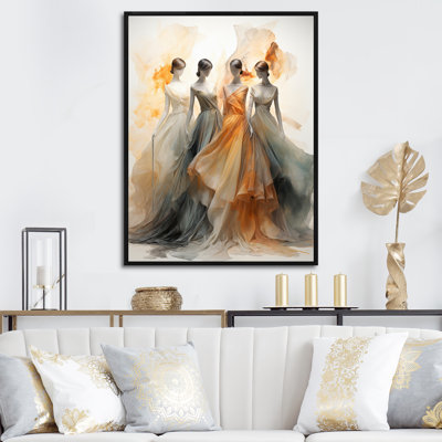 Peach Dance Quiet Ensemble II - Portrait, art mural sur toile