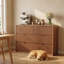 Commode de chambre à coucher à 5 tiroirs cannelés à bord arrondi pour commode de salon