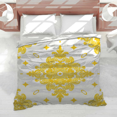 Yellow Ornate Damask Comforter