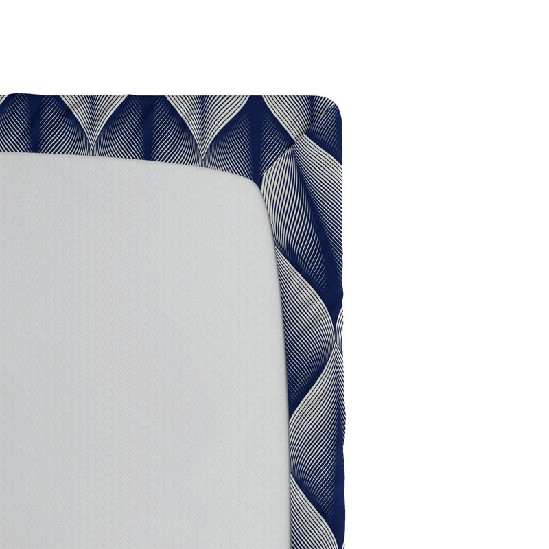 Drap-housse Ambesonne, Indigo, blanc / géométrique, Drap-housse très grand californien