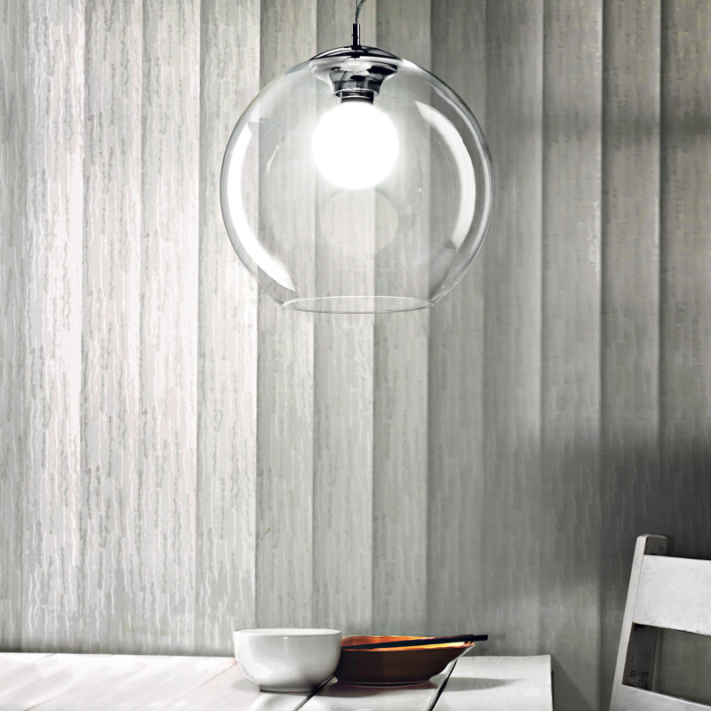 1 - Light Glass Single Pendant, 241cm H x 30cm W x 30cm D, Transparent