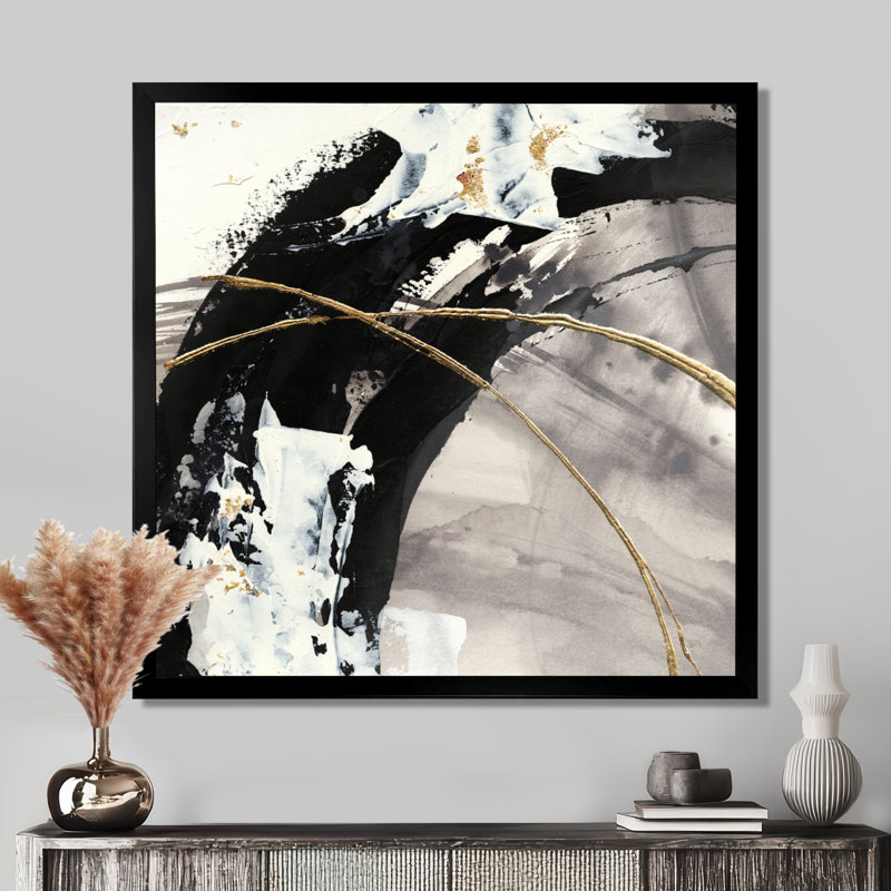 Abstrait, art mural sur toile abstraite, impression moderne à l'arc peint Glam I, H 36 po x l 36 po, Cadre photo noir