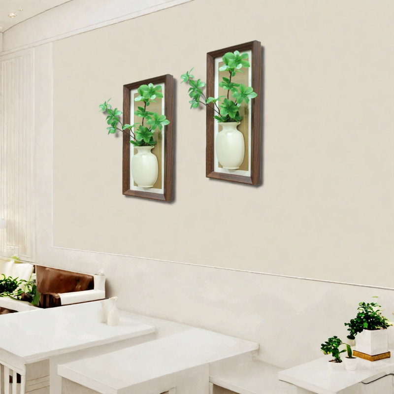 Wooden Frame Wall Vase 2pcs