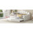 Full Size Upholstery Daybed Frame With Shall Shaped Backrest  And Trundle,White-1815471094