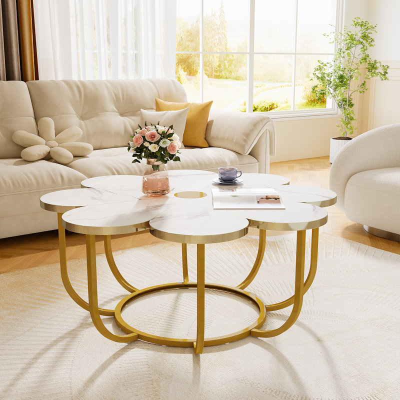 Table basse Behrett, Blanc / Doré
