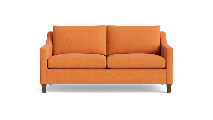 Vera Loveseat (70"), Walnut Finish (Angled), Performance Weave - Carrot