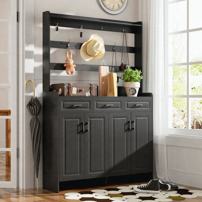 Cabinet with Coat Rack and Metal hooks