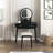 Black Finish Vanity Dresser Set With Mirror, Stool, Storage Drawers, And LED Light | Gift Idea-101789344