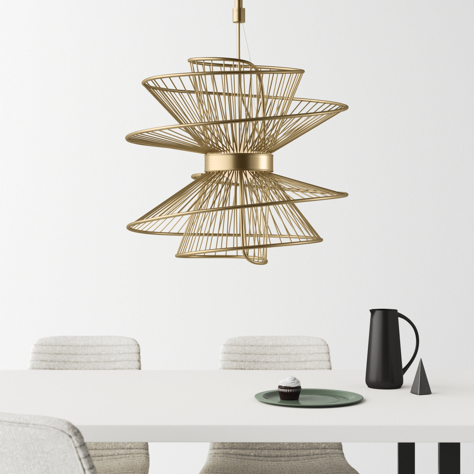 Kemi 2 Light LED Pendant, 19.75" H x 20" W x 20" D, Natural Aged Brass