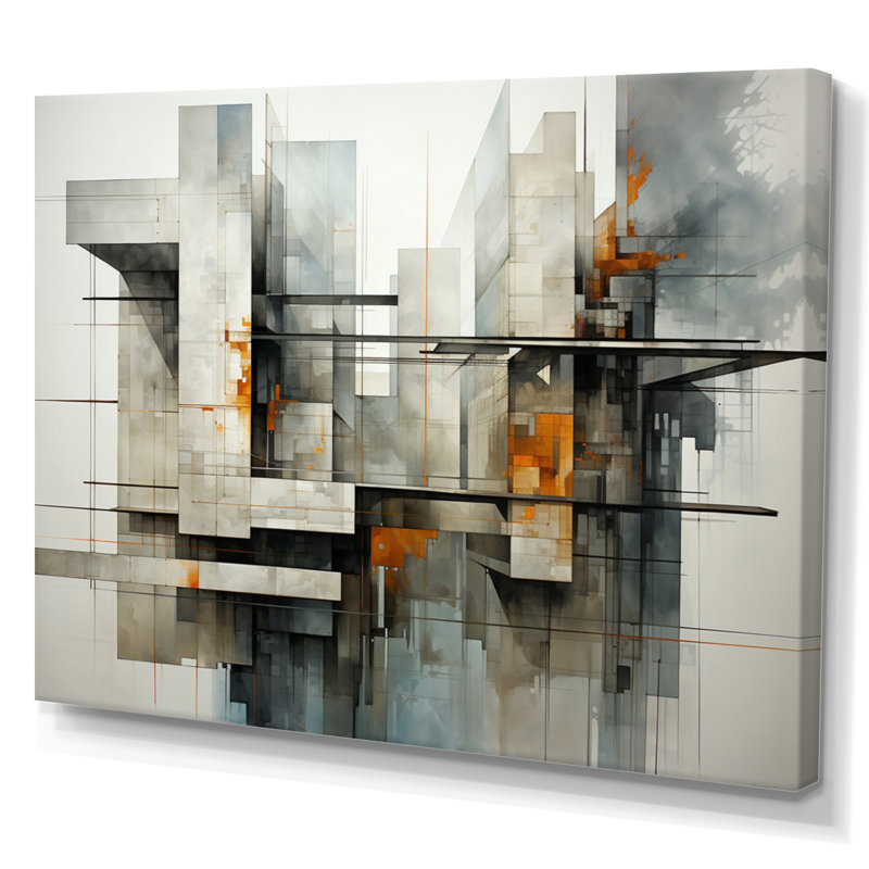 Hardedge Art Urban Geometry II - Décoration murale moderne pour le salon, H 12 po x l 20 po x P 1 po, Toile tendue