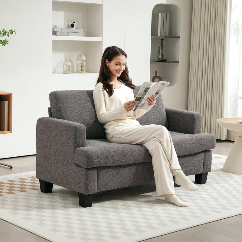 Canapé 54,3 po, petit canapé avec coussins, gris foncé