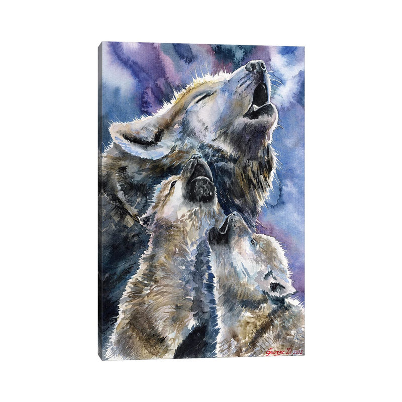 Wolf Family by George Dyachenko - Wrapped Canvas Print, 20.32 cm H x 30.48 cm W