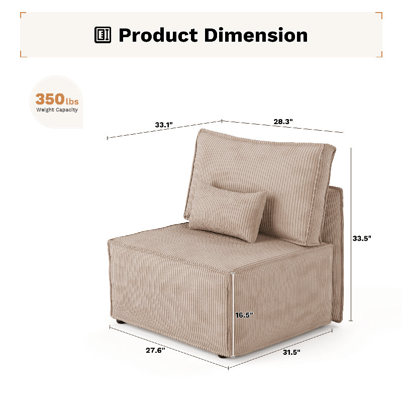 Fauteuil d'appoint modulaire Bennett, Tanné