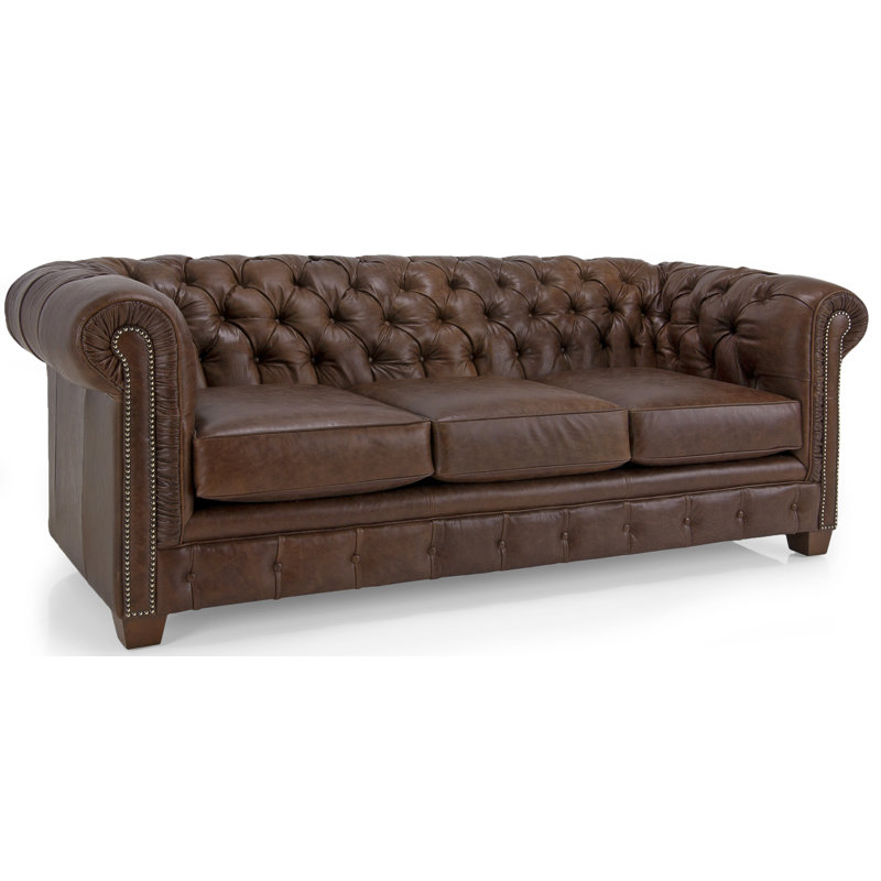 Melany Upholstered 86'' Sofa, Cognac Brown