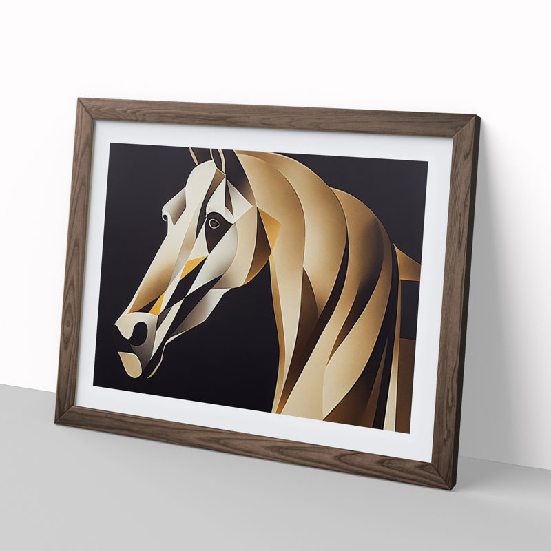 Enchanting Horse 1 Piece Single Picture Frame Wall Art, 46cm H x 64cm W x 2cm D, Walnut Framed