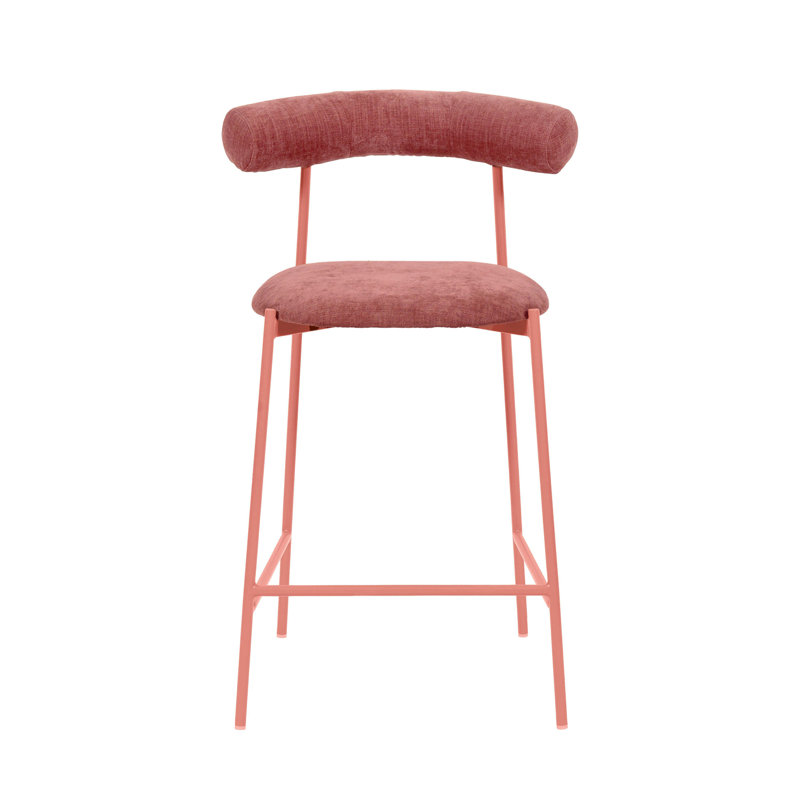 Tabouret de bar et de comptoir en velours Geraldina, Tabouret de comptoir (siège d'une hauteur de 25,4, Mauve