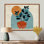 «Blue and Orange Bohemian Minimalist Geometric Plant - Botanicals», art mural encadré, impression sur toile botanique bleue