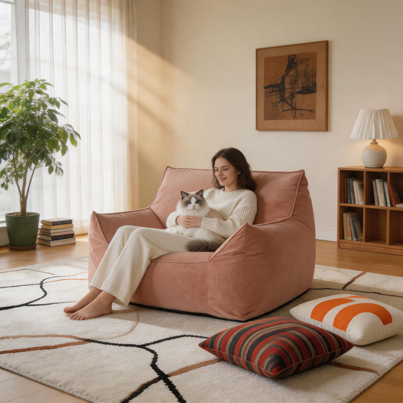 Fauteuil à billes Allea Velveteen, Rose