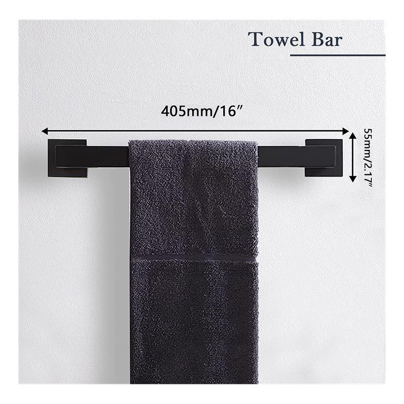Matte Black 5-Piece Stainless Steel Bathroom Hardware Set