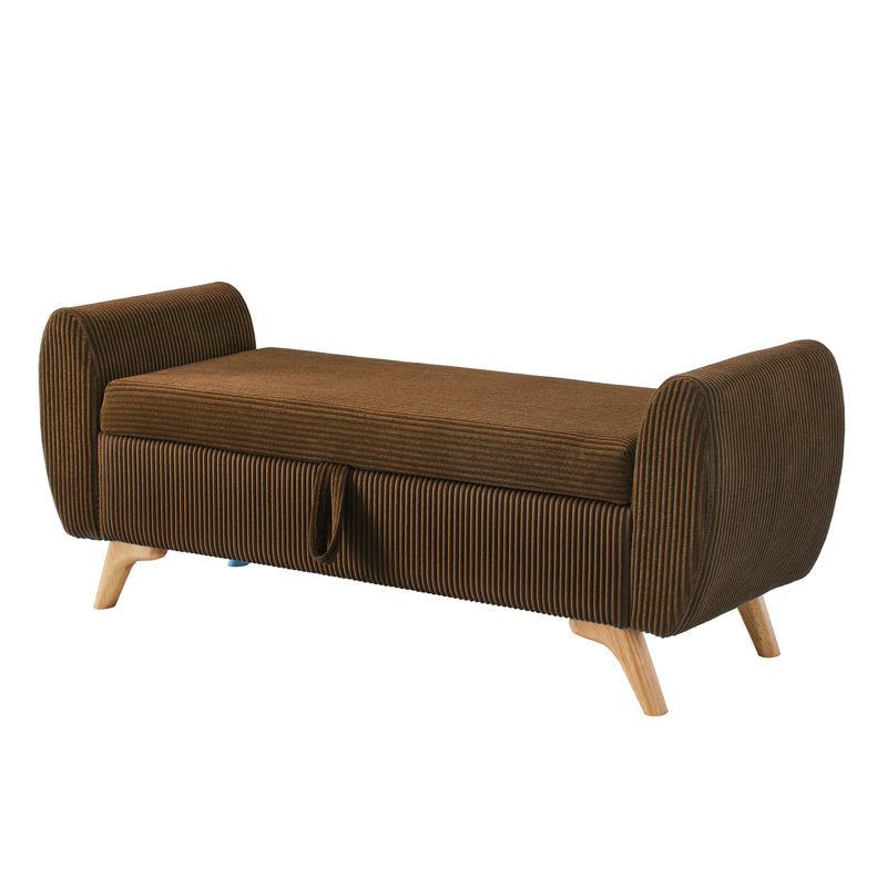 Banc de rangement rembourré en velours côtelé de 57 po