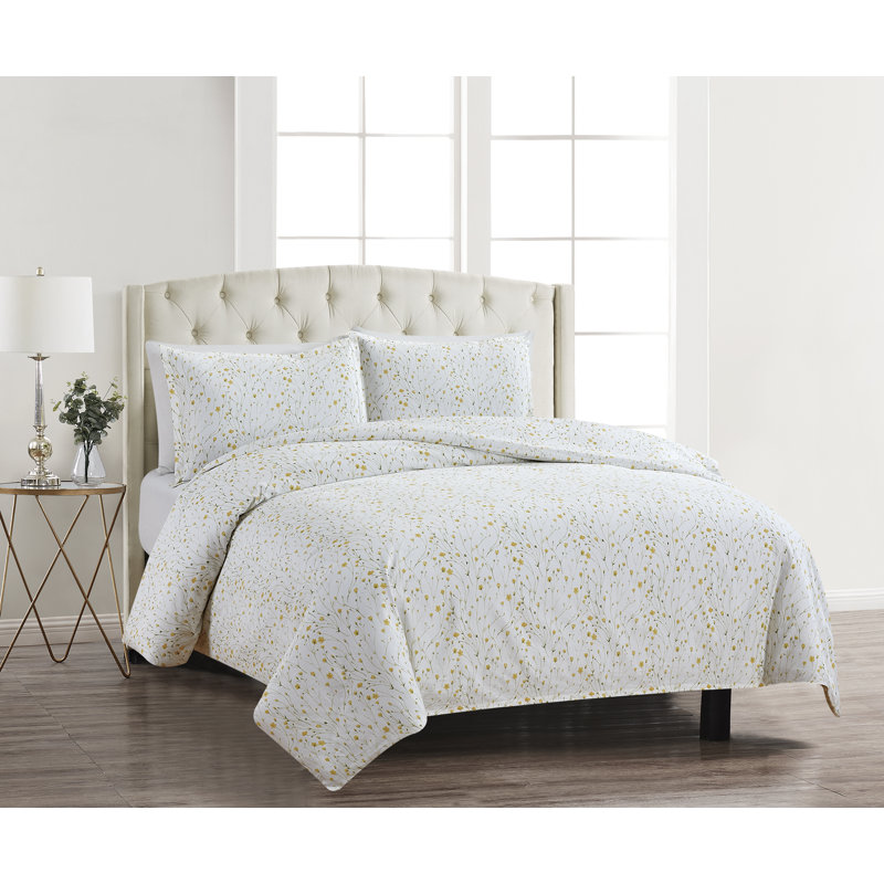 Adline Yellow Standard Cotton 400 TC Duvet Cover Set, King