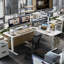 Bureau debout réglable en forme de L-984395927-990515102