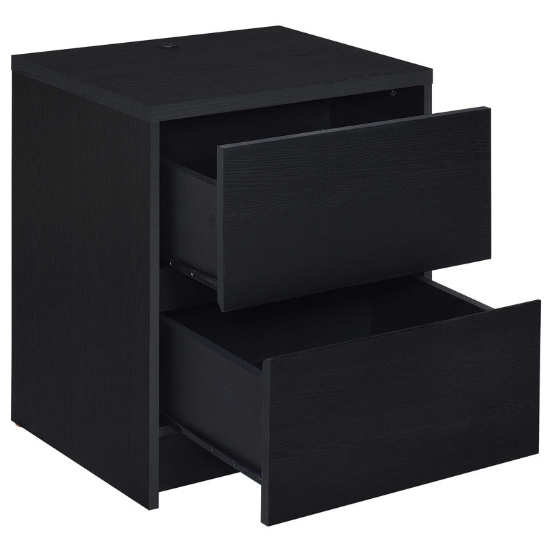 Geary 2-drawer Nightstand LED Lights and USB, Black