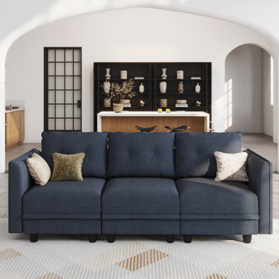 Canapé modulaire 3 places avec repose-pieds avec rangement Tomario