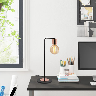 Lampe de table de style industriel, finition noire et rétro, hauteur de 20,5 po x 6,7 po de diamètre | Corps en métal, douille E27 (40 W maximum), câble de 78,7 po | Certifié IP20, parfait pour la décoration de la maison et du bureau, design moderne et élégant