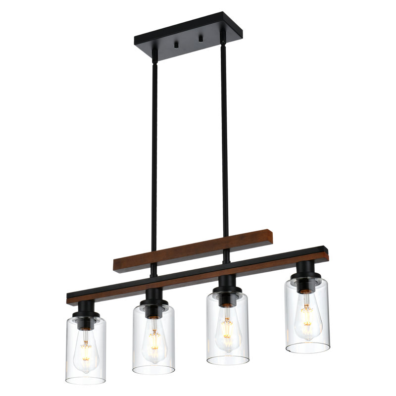 Luminaire suspendu pour îlot de cuisine noir mat à 4 lumières Kinnerly