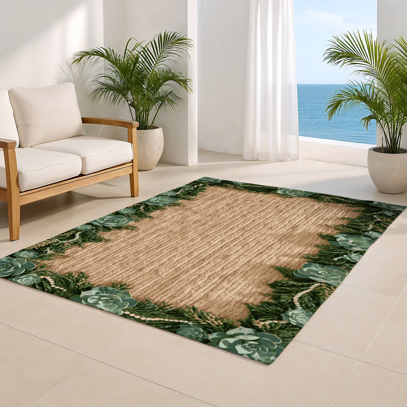Tapis d'intérieur et d'extérieur brun Botanical