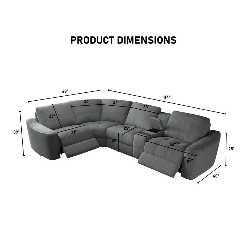 Canapé modulaire inclinable électrique avec rangement Devine 5 pièces Devine, Gris foncé