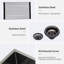 Évier de cuisine encastré à double cuve noir Gunmetal avec conception 60/40 et cuves profondes de 10 pouces pour un nettoyage efficace et une esthétique moderne