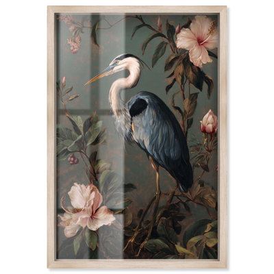 Décoration florale Heron I Floralbox par Art Remedy, cadre blond, 17 x 25