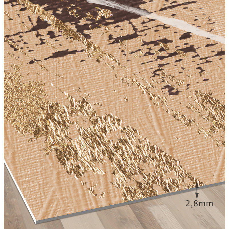 Daniah Vinyl Machine Printed Area Rug, Rectangle 5'3" x 7'10.5"