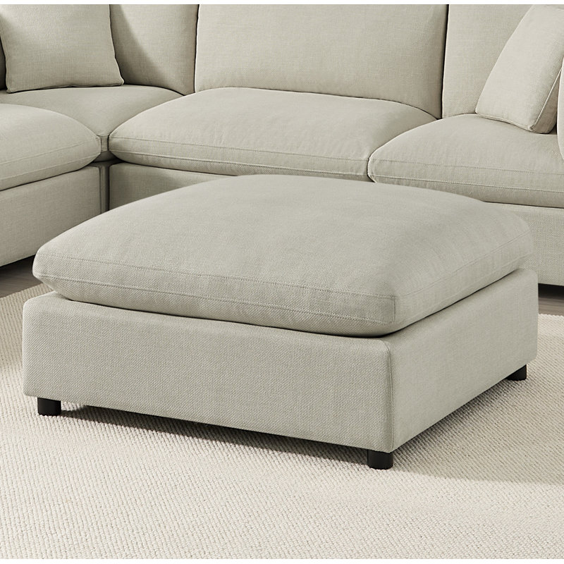 Jazzmyne Fabric Ottoman, Beige Polyester