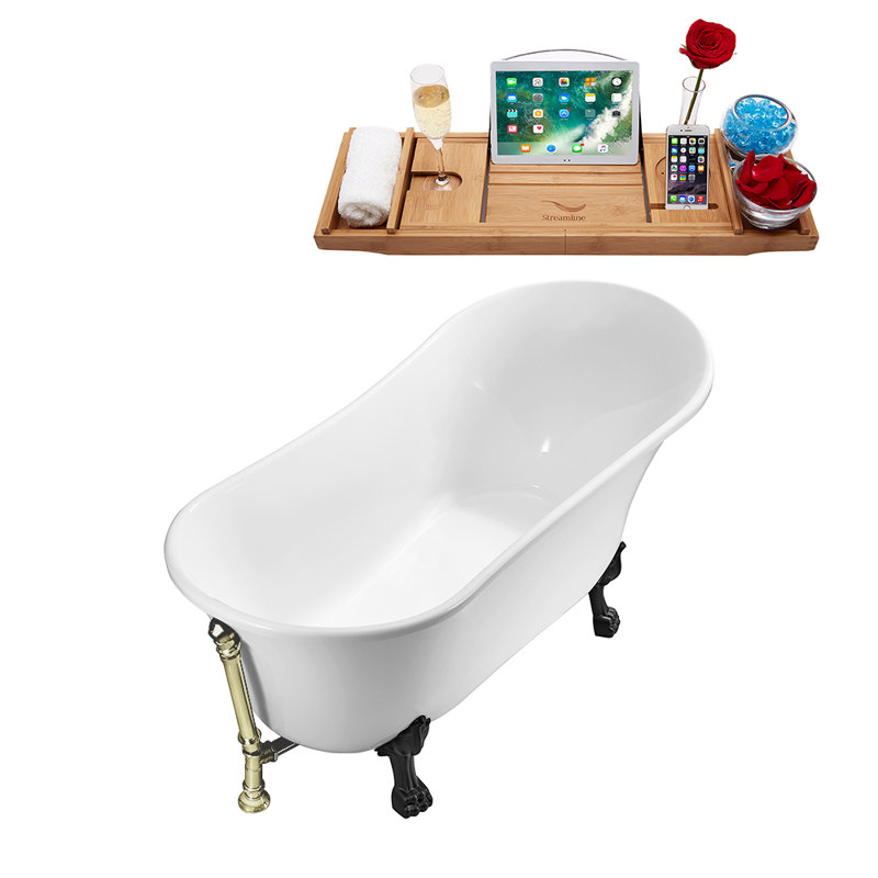 66.9'' x 31.5'' Soaking Acrylic Bathtub, Brushed Nickel, Matte Black