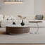 Table basse ronde en bois massif brun