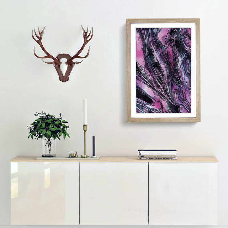River of Colour in Abstract - Picture Frame Graphic Art Print, 50cm H x 35cm W x 2cm D, Oak