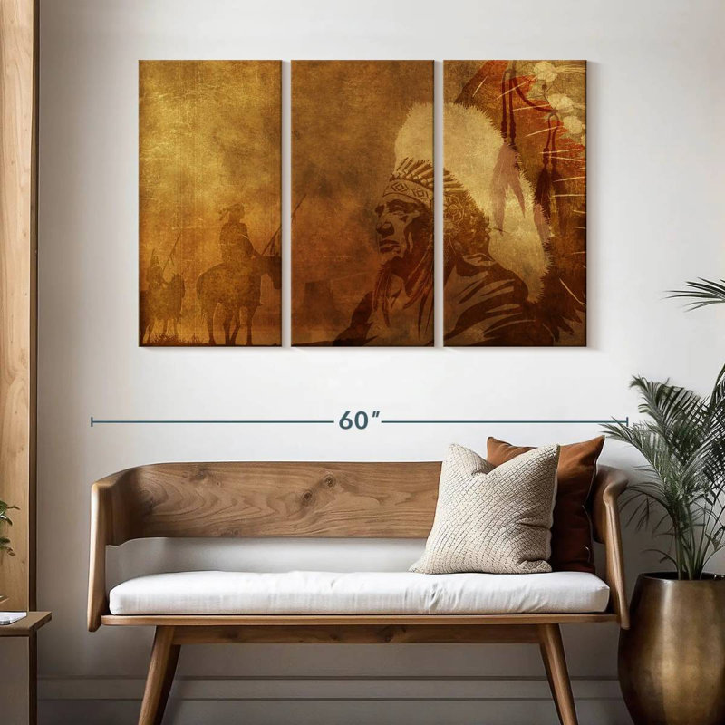 Lelar Native American Depiction, 32" H x 50" W