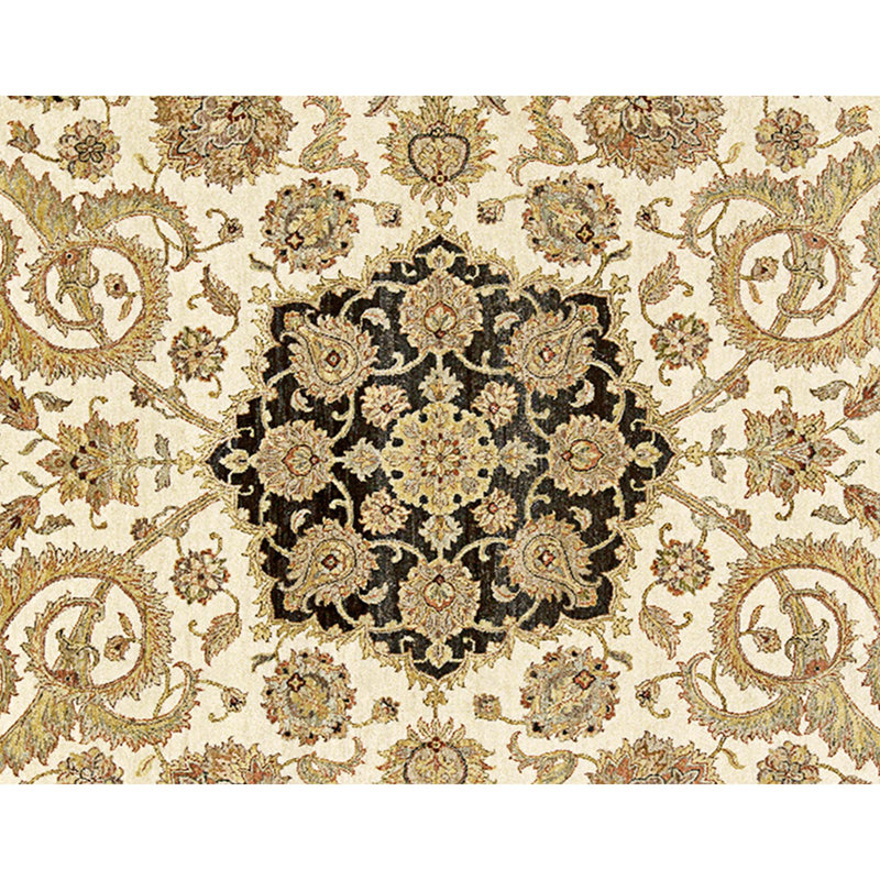 Hand Knotted Wool Area Rug in Ivory And Black