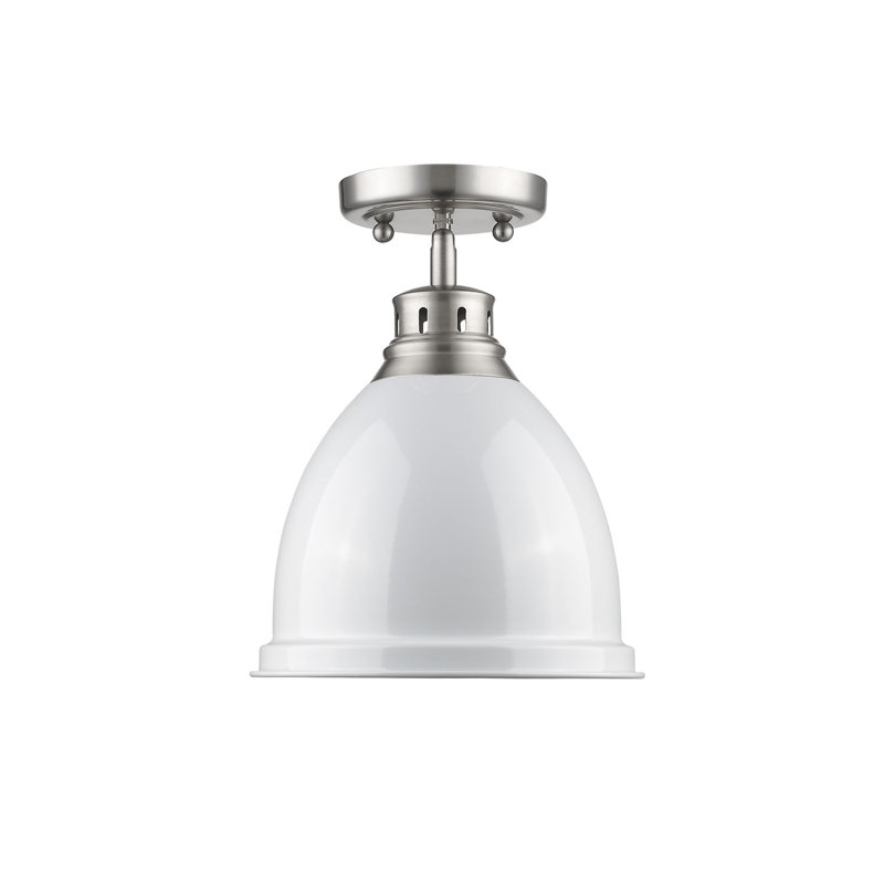 Plafonnier semi-encastré d'extérieur 1 lumière Bowdoinham, Étain, Blanc
