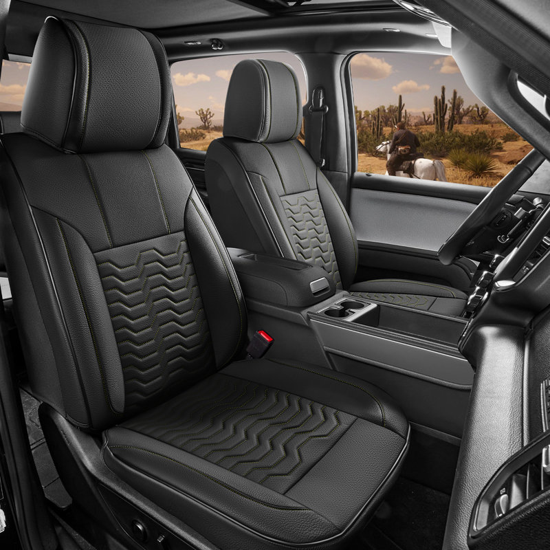 Red Rain Black Leather Seat Cover for 2014-2018  Chevy Silverado Seat Cover Truck Seat Protector