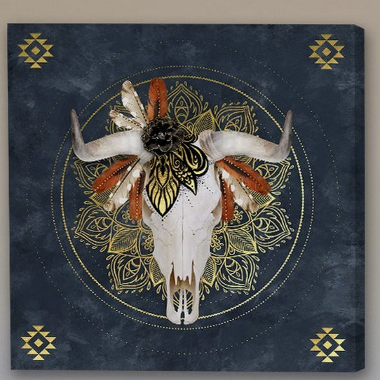 Skull Emblem - Wrapped Canvas Print, 81cm H x 81cm W x 4cm D