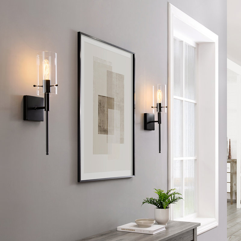 Iron Dimmable Wall Sconce Set, Black