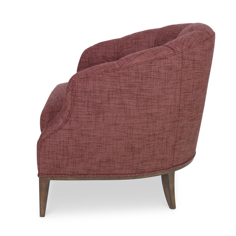 Calvert Barrel Chair, American Walnut, Antique Brass Small, Filigree Ivory 100% Polyester