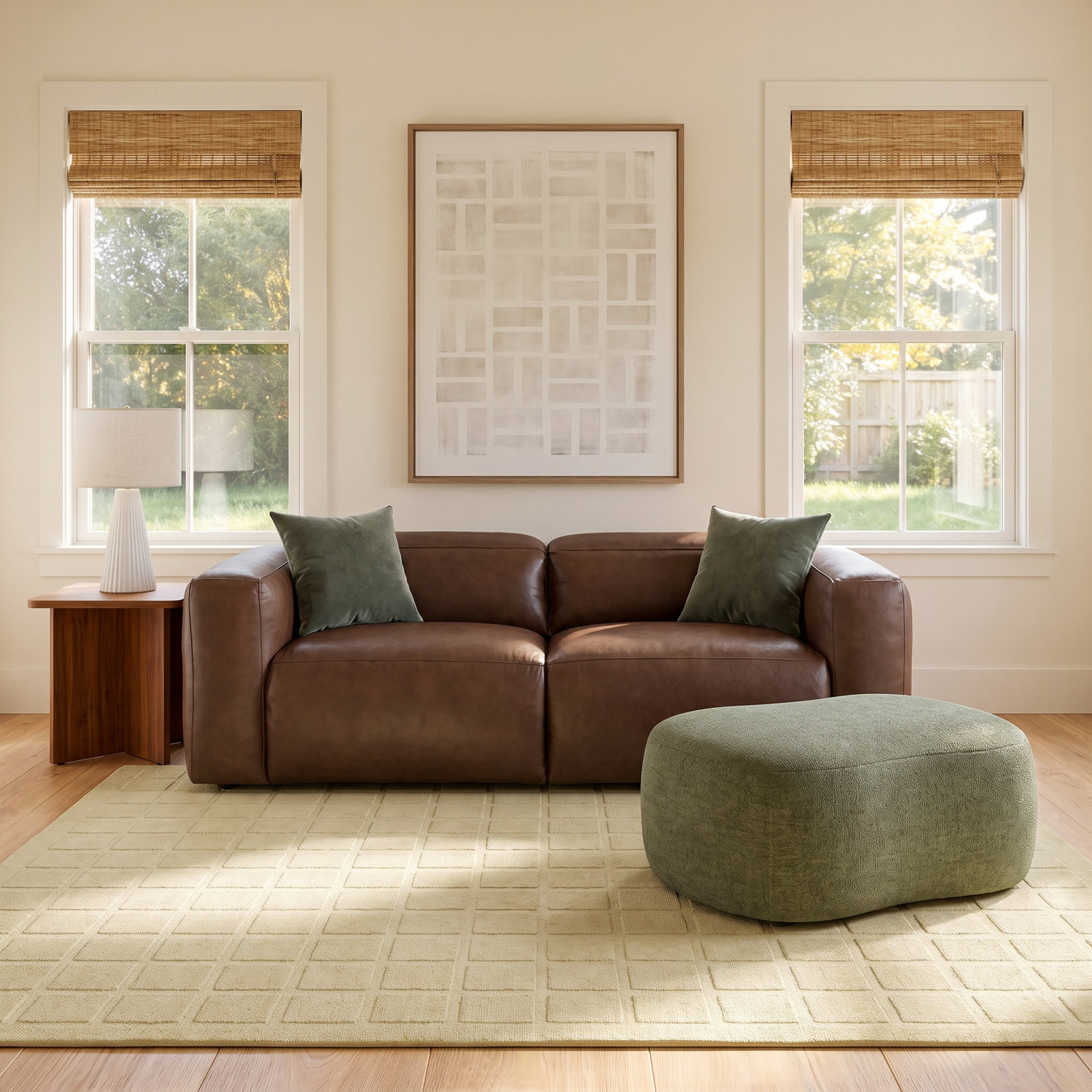 Amed 89'' Upholstered Sofa, Sonoma Coco Genuine Leather