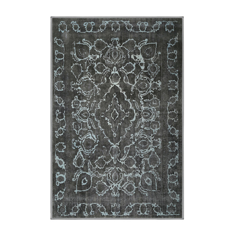Tapis oriental bleu sarcelle, Rectangle 5 pi x 7 pi