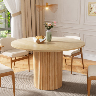 Table de salle à manger ronde en bois massif pour 1-6