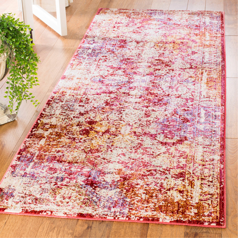 Mellie Red/Beige Area Rug, Runner 3' x 8'
